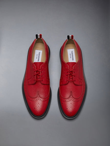 Pebble Grain Leather Longwing Brogue RED