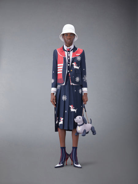 HOLIDAY SILK CLASSIC PLEATED SKIRT NAVY