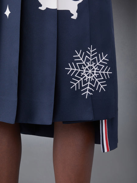 HOLIDAY SILK CLASSIC PLEATED SKIRT NAVY