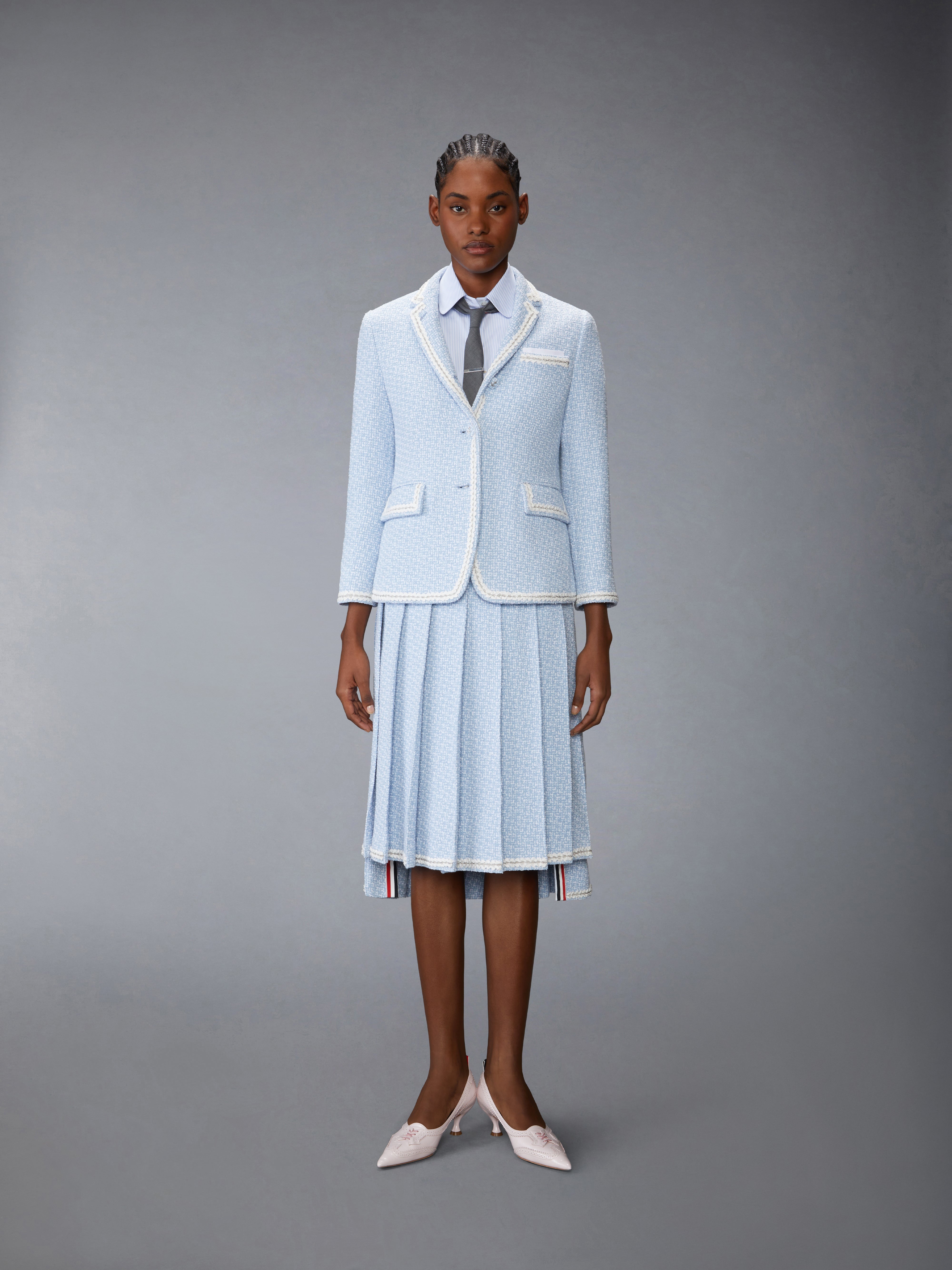 ソリッドツイード 膝丈プリーツスカート | Thom Browne