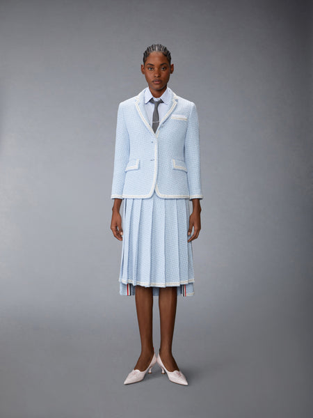 SOLID TWEED KNEE LENGTH PLEATED SKIRT
