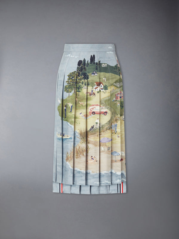 NANTUCKET SCENIC SILK TWILL PLEATED SKIRT - featured image