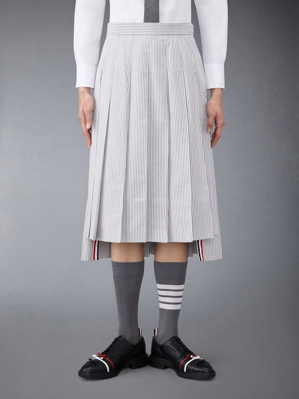 SEERSUCKER MIDI PLEATED SKIRT - featured image