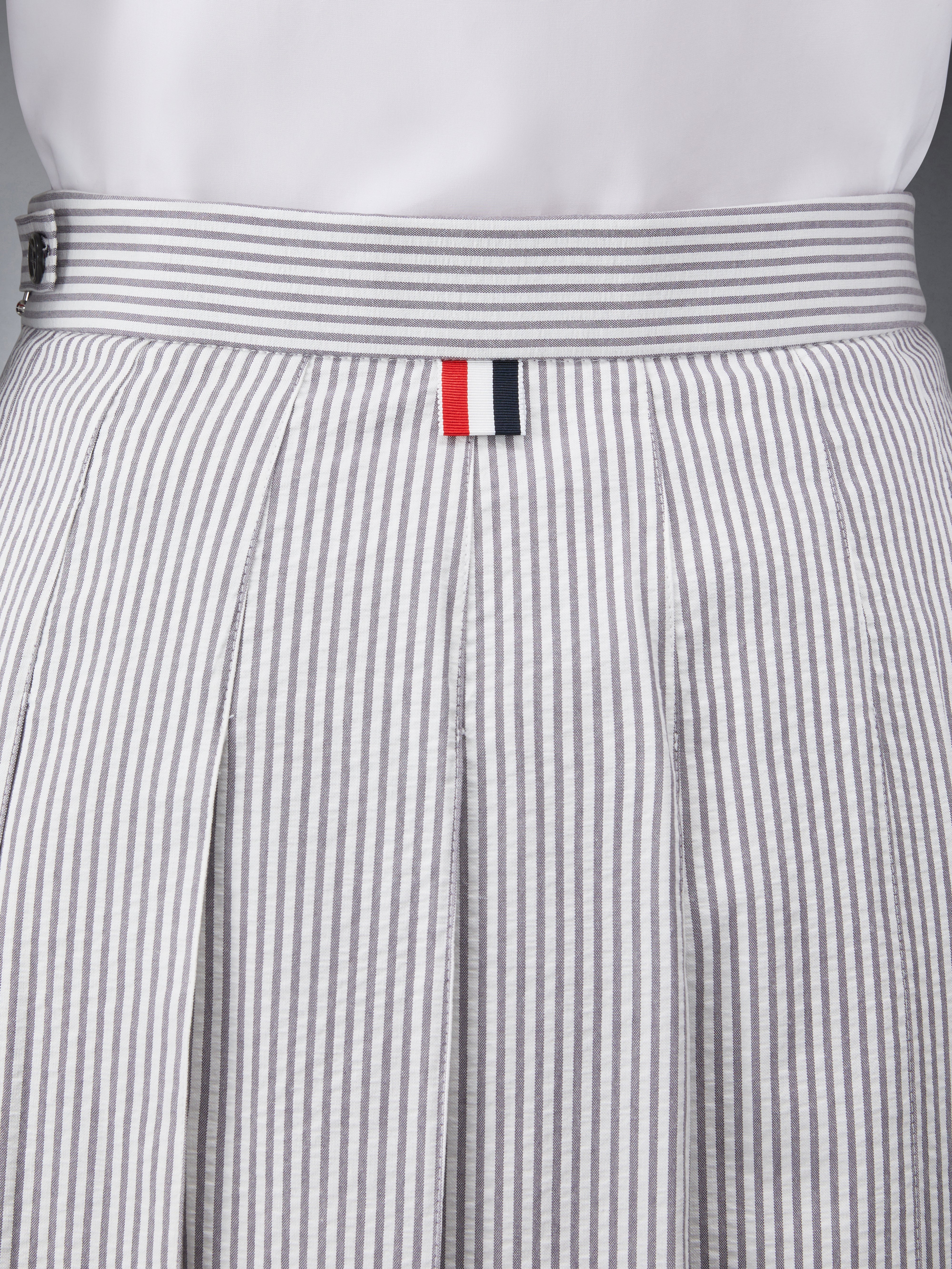 Seersucker Midi Pleated Skirt | Thom Browne