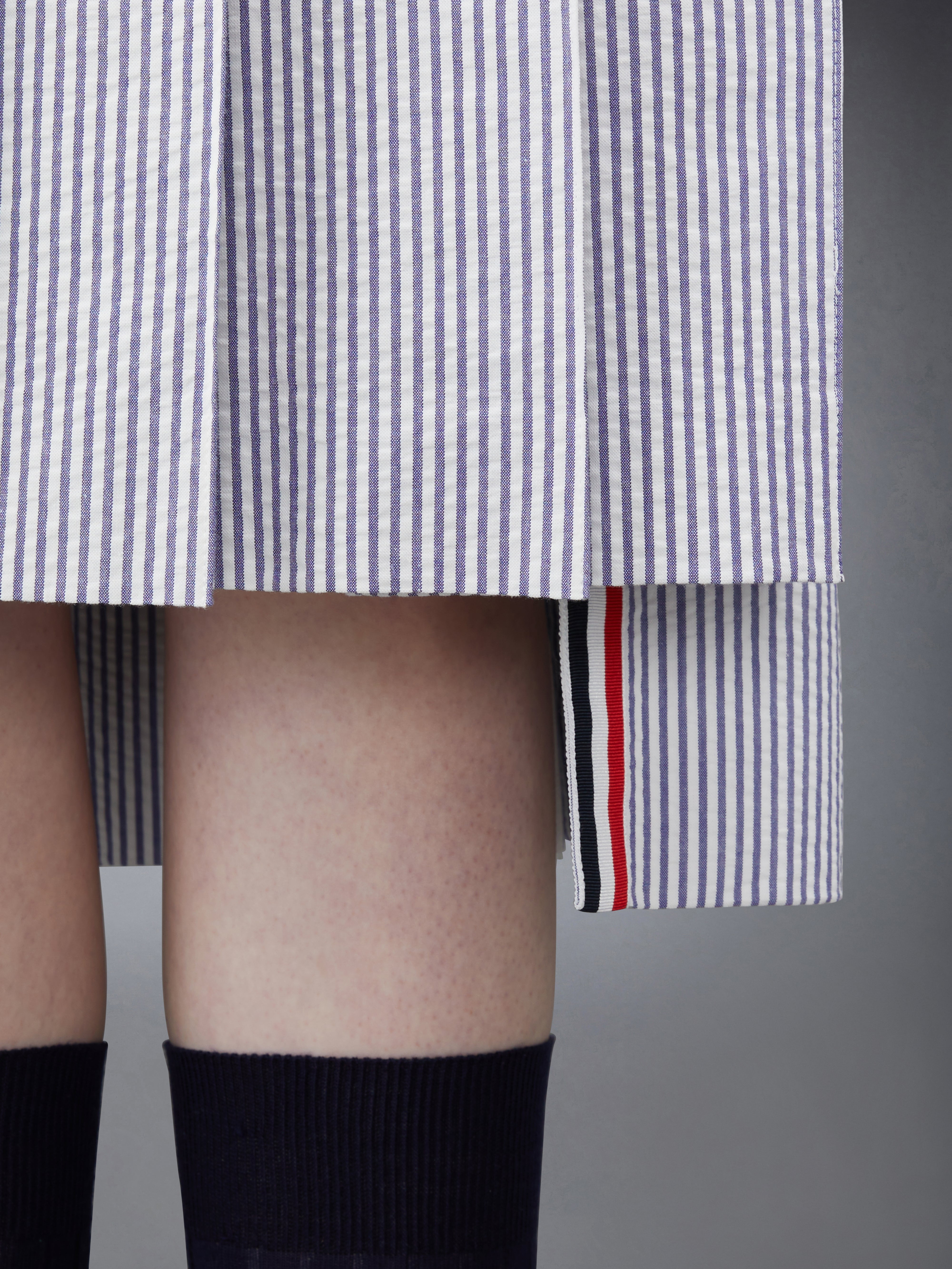 Seersucker Midi Pleated Skirt | Thom Browne