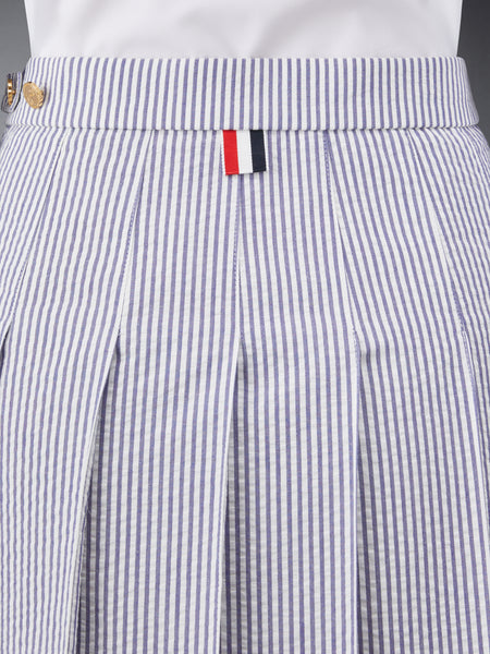 SEERSUCKER MIDI PLEATED SKIRT