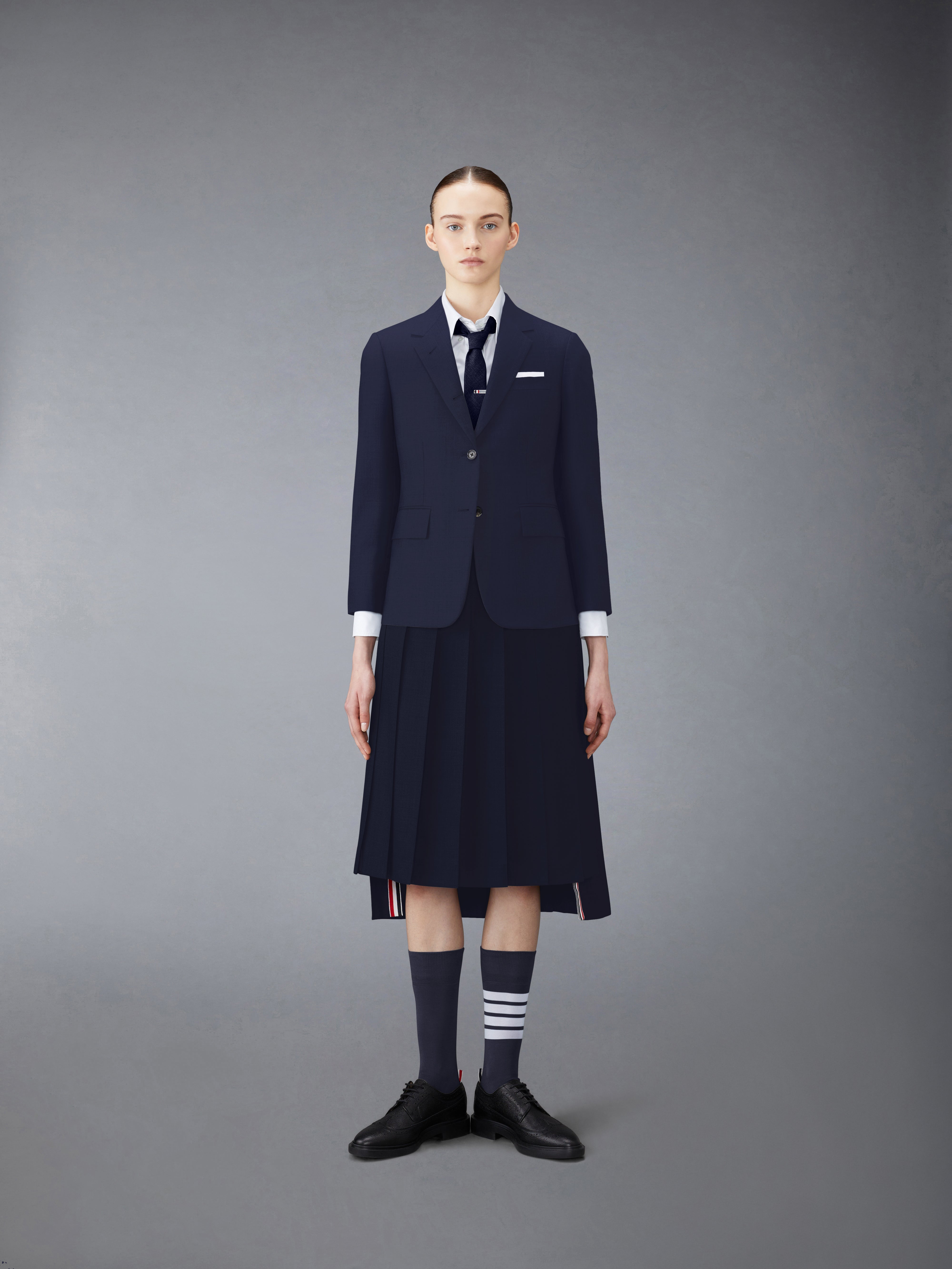ツイル ひざ下 プリーツスカート | Thom Browne