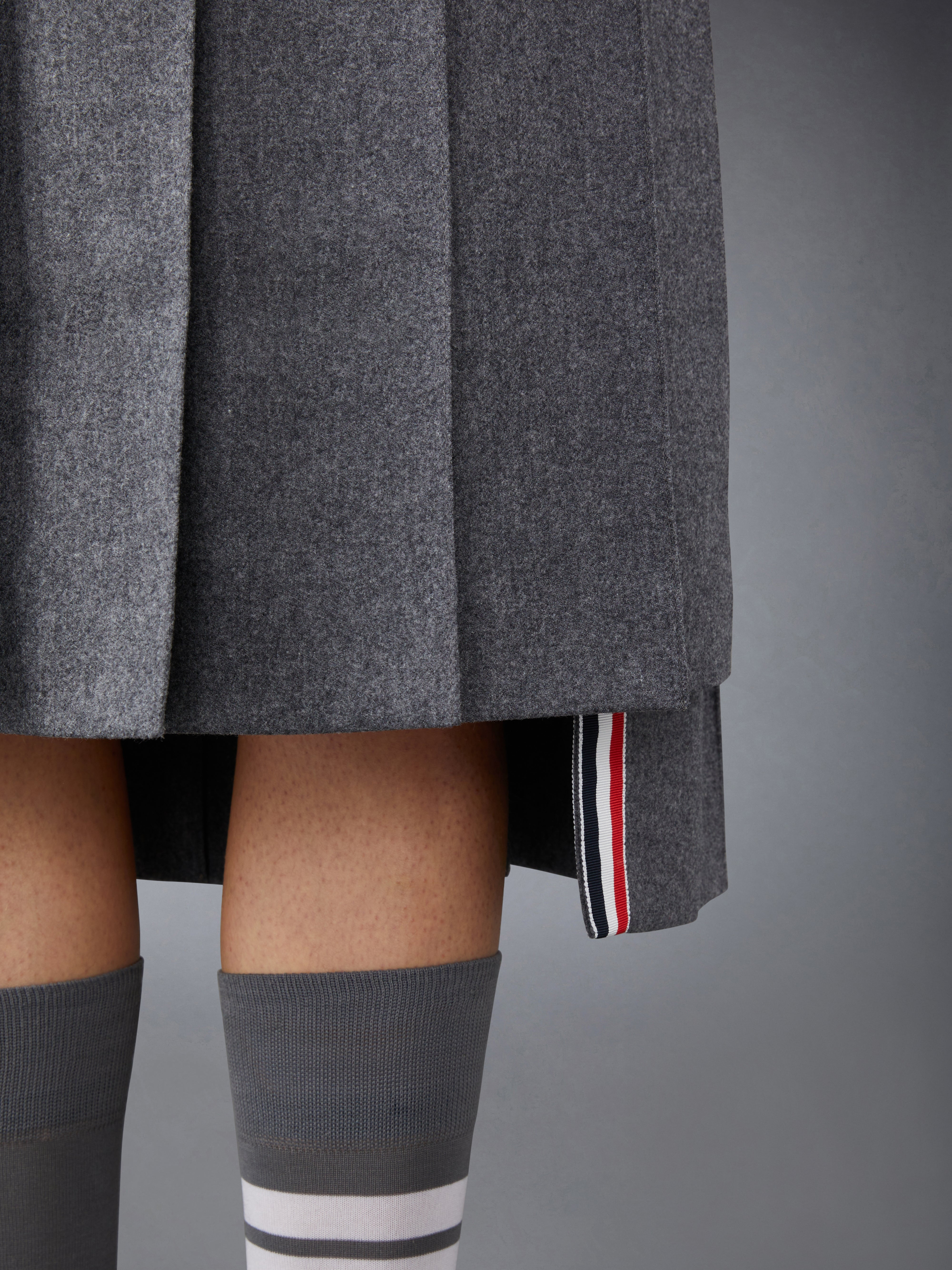 Flannel 4 Bar Midi Pleated Skirt | Thom Browne