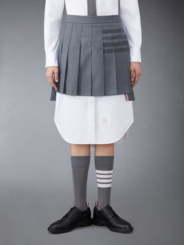 STEP TWILL SCHOOL UNIFORM 4-BAR MINI PLEATED SKIRT - featured image