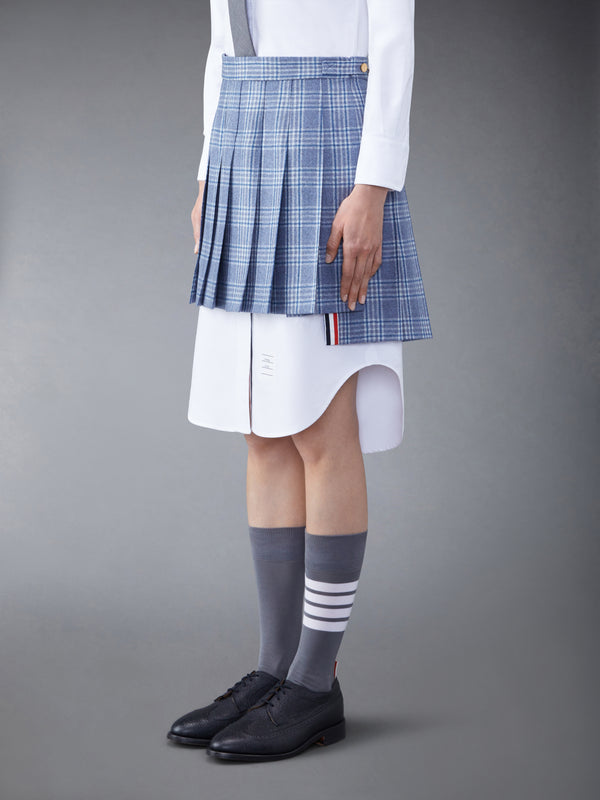Wool Cashmere Check Pleated Mini Skirt - image 2
