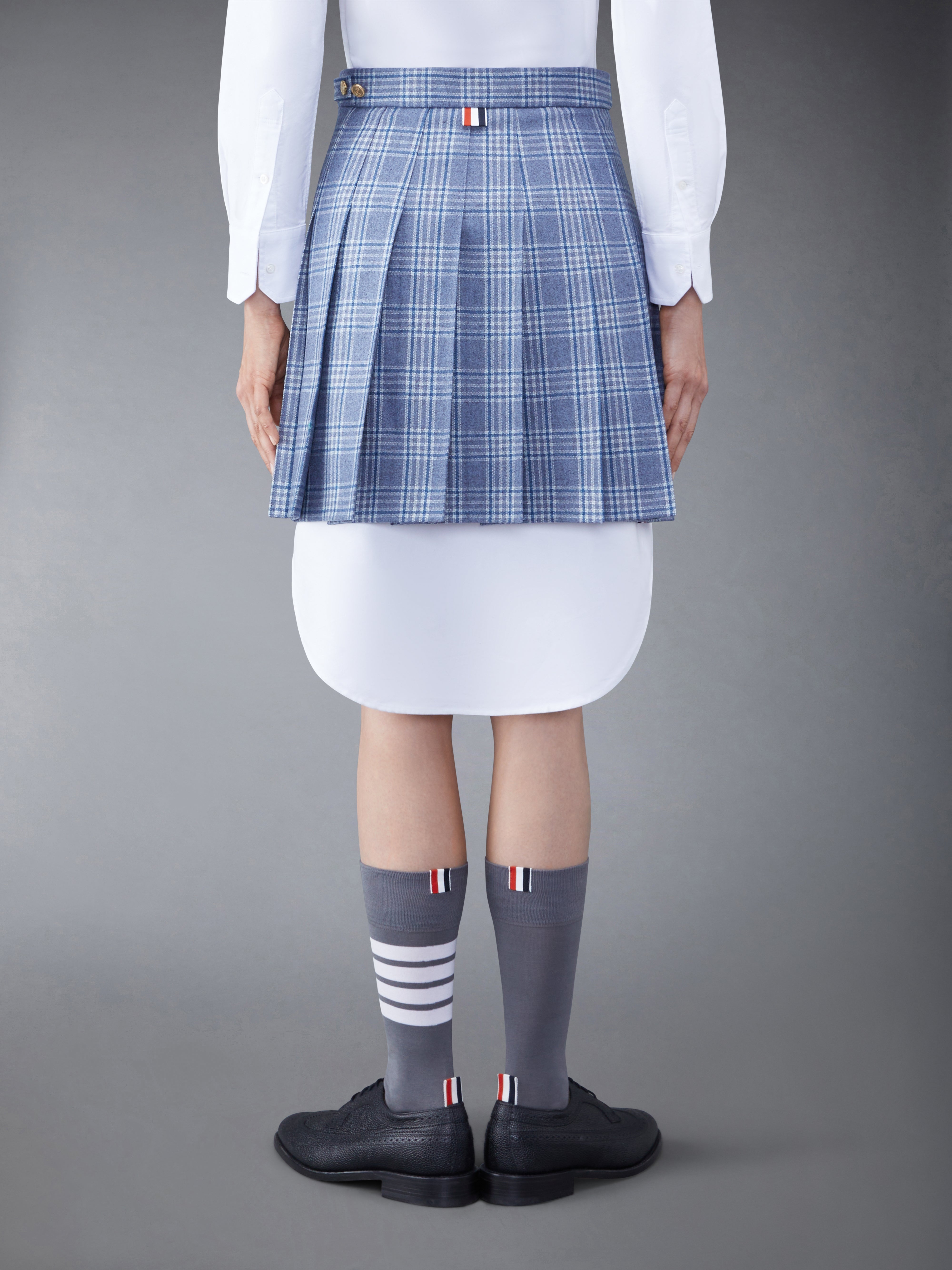 Wool Cashmere Check Pleated Mini Skirt | Thom Browne
