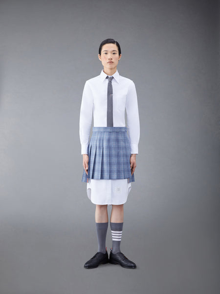 Wool Cashmere Check Pleated Mini Skirt DEEP BLUE