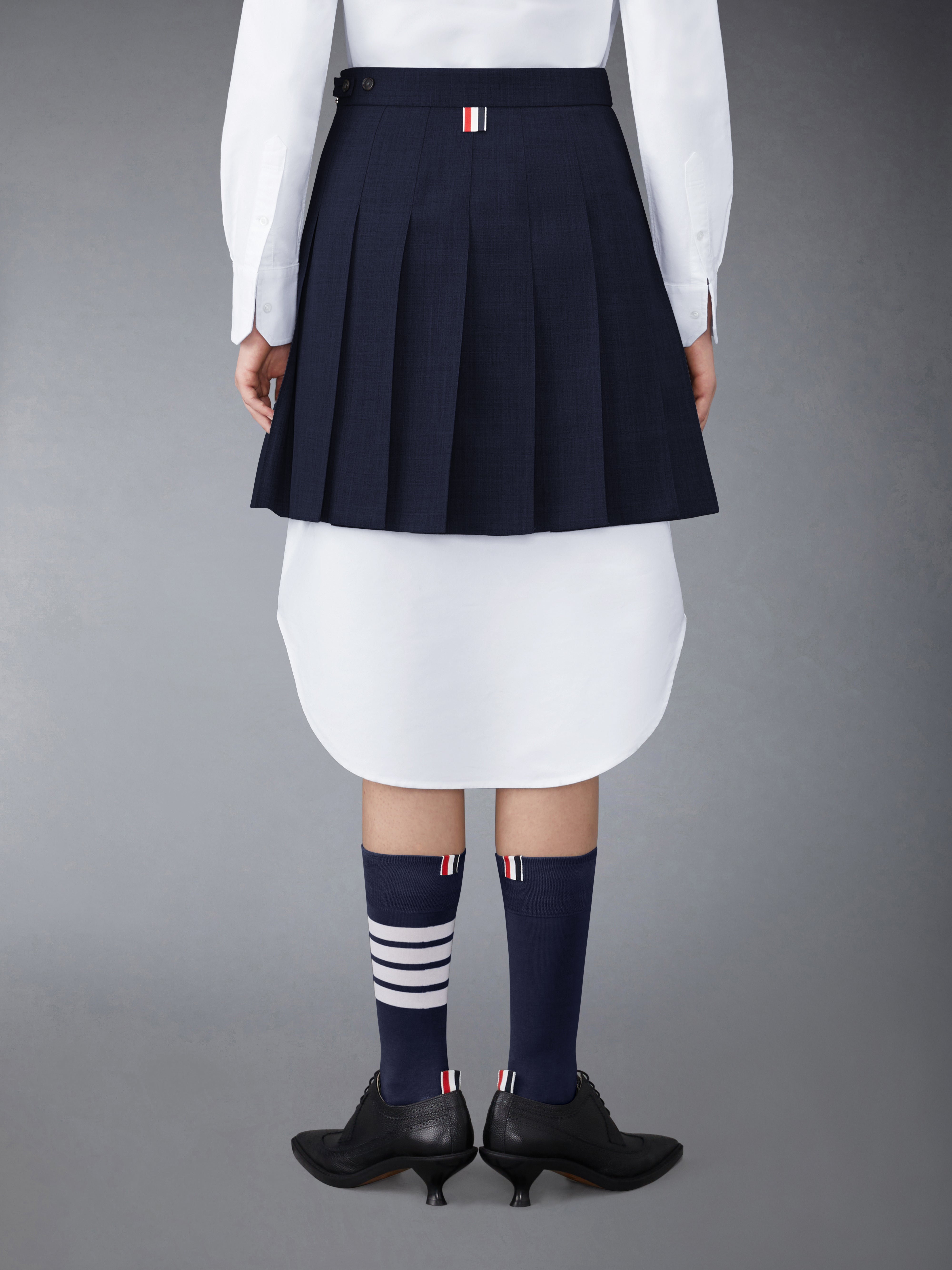 スカート THOM BROWNE SKIRT (FGC402N00473 415) Wool Fresco Mini Pleated Skirt | Thom Browne