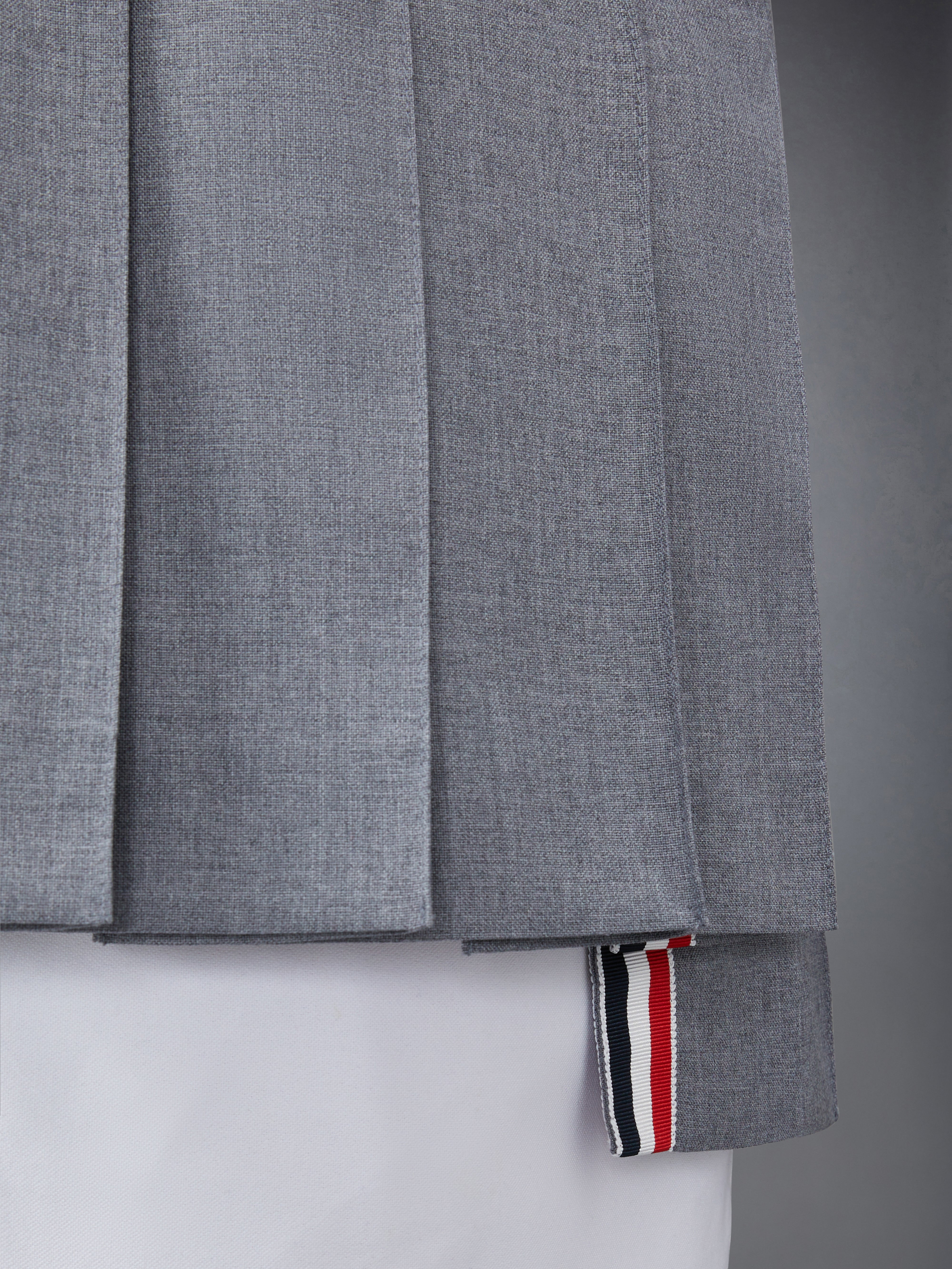 THOM BROWNE★Plain Weave 4-Bar Pleated Mini Skirt Plain Weave 4 Bar Mini Pleated Skirt | Thom Browne