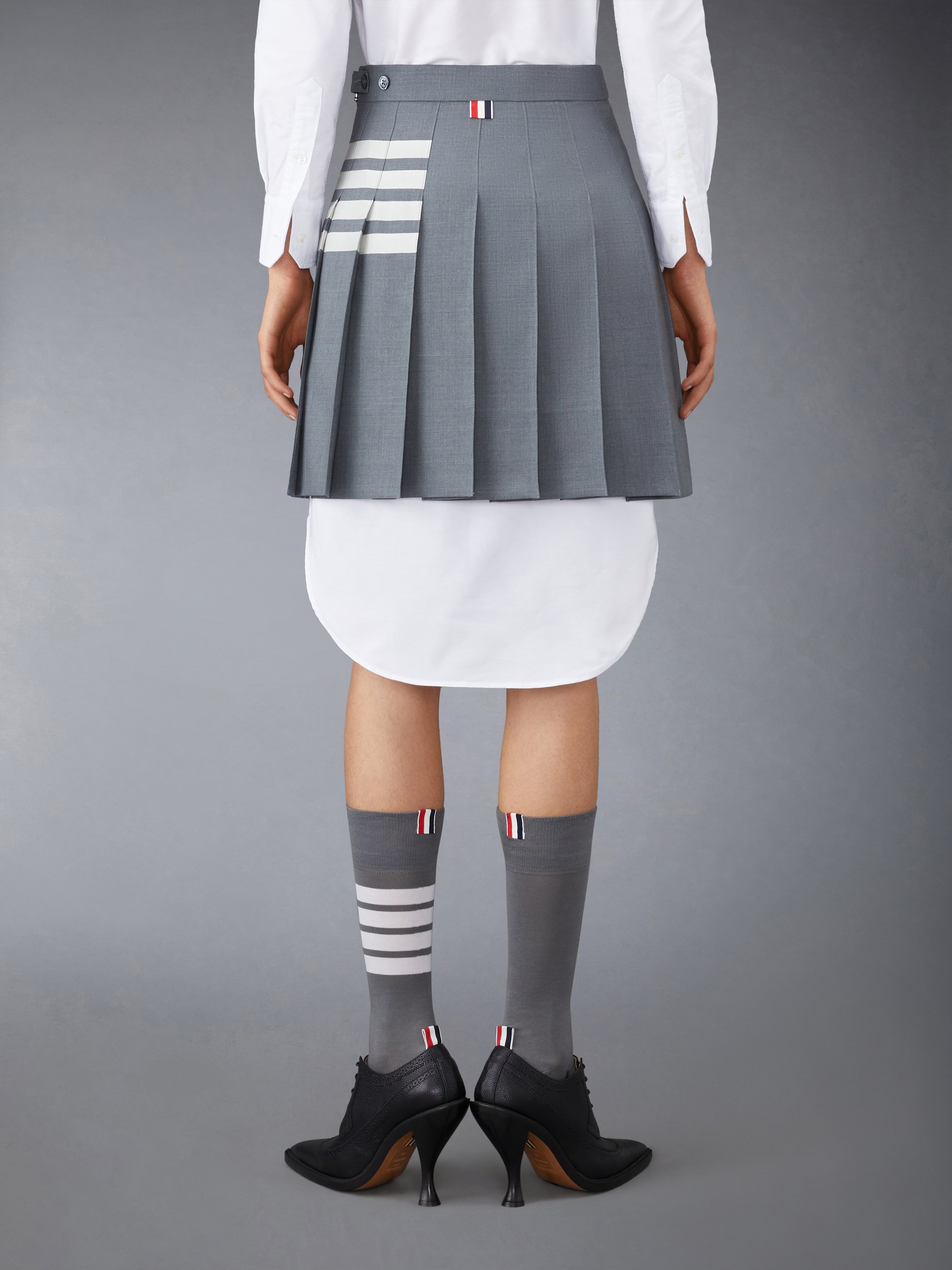 平織り4BARプリーツミニスカート | Thom Browne