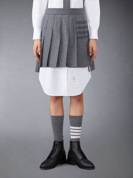 FLANNEL 4-BAR MINI PLEATED SKIRT MED GREY