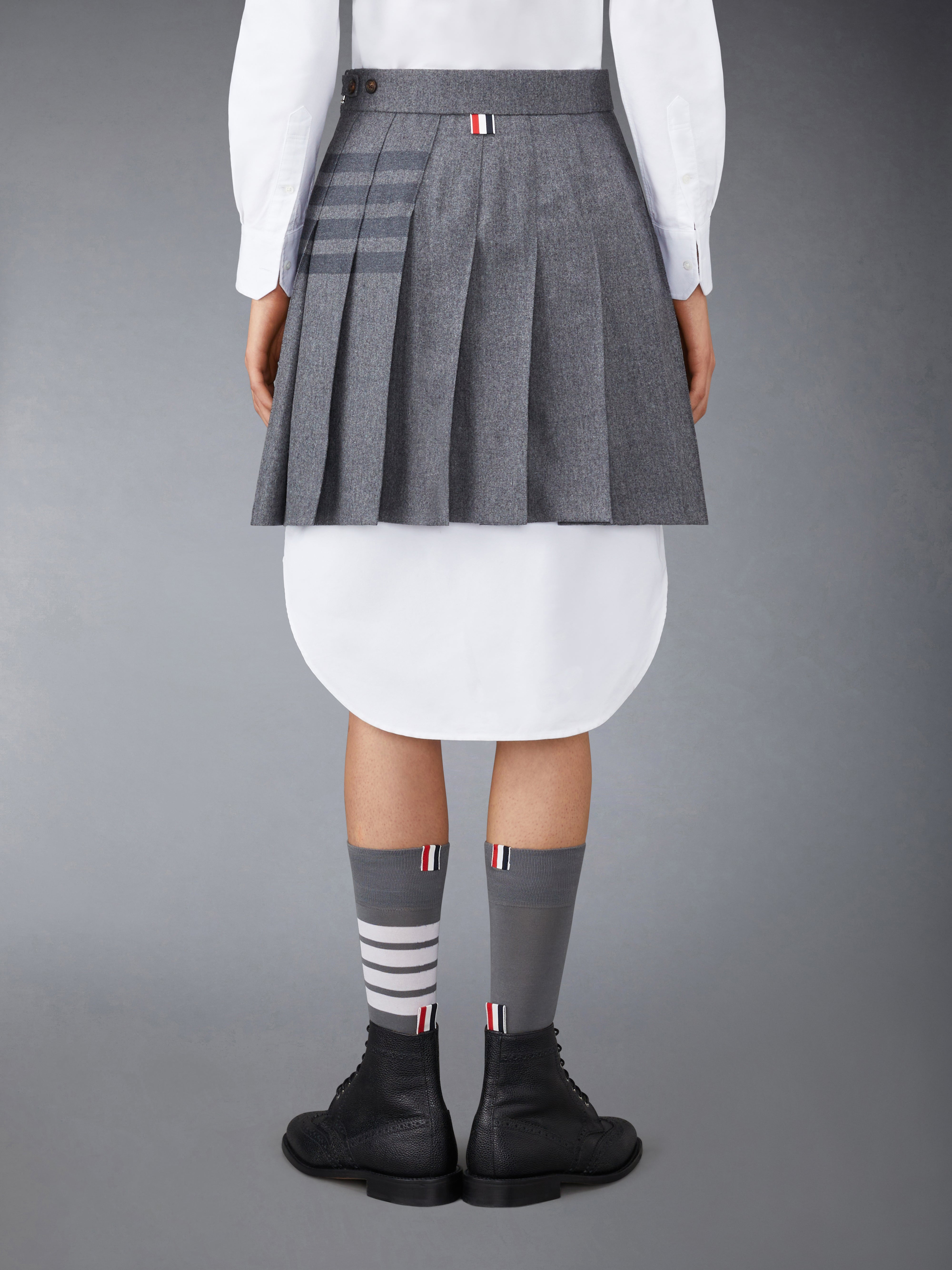 Flannel 4 Bar Mini Pleated Skirt | Thom Browne