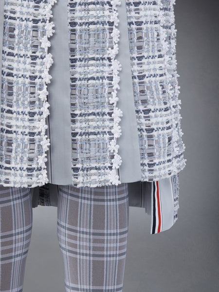 Prince of Wales Chenille Tweed Wave Classic Pleated Skirt MED GREY