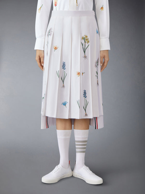 CLASSIC COTTON LINEN BOTANICAL FLOWER PLEATED SKIRT - image 1