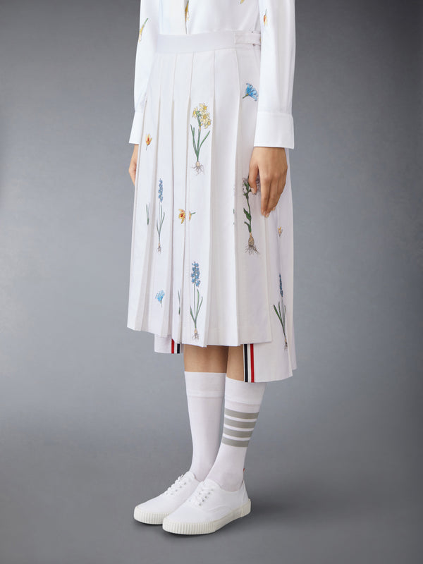 CLASSIC COTTON LINEN BOTANICAL FLOWER PLEATED SKIRT - image 2