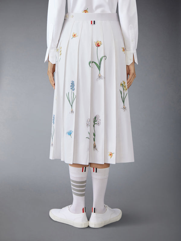 CLASSIC COTTON LINEN BOTANICAL FLOWER PLEATED SKIRT - image 3