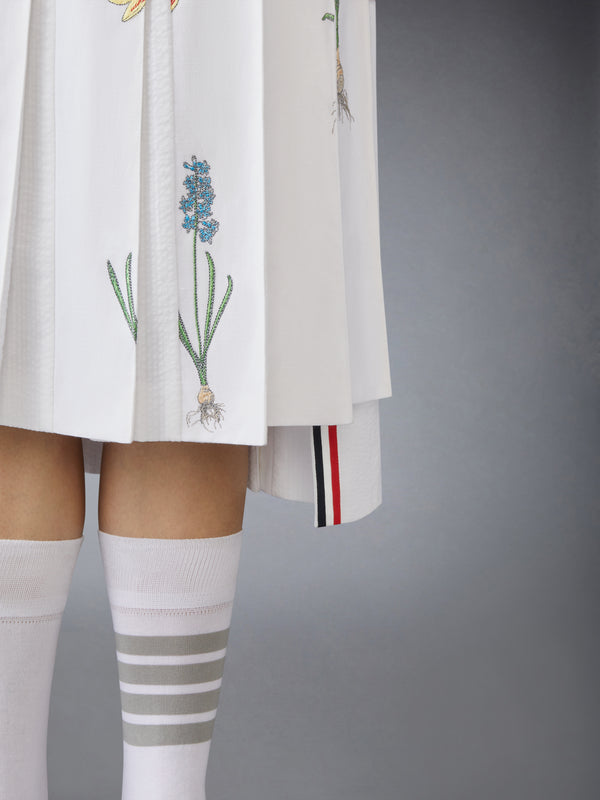 CLASSIC COTTON LINEN BOTANICAL FLOWER PLEATED SKIRT - image 5