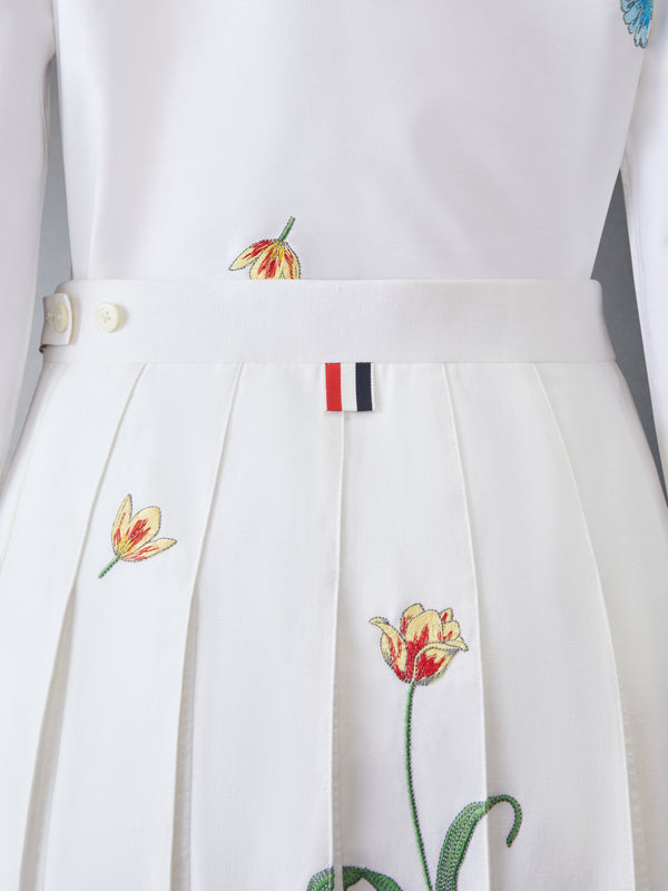 CLASSIC COTTON LINEN BOTANICAL FLOWER PLEATED SKIRT - image 6
