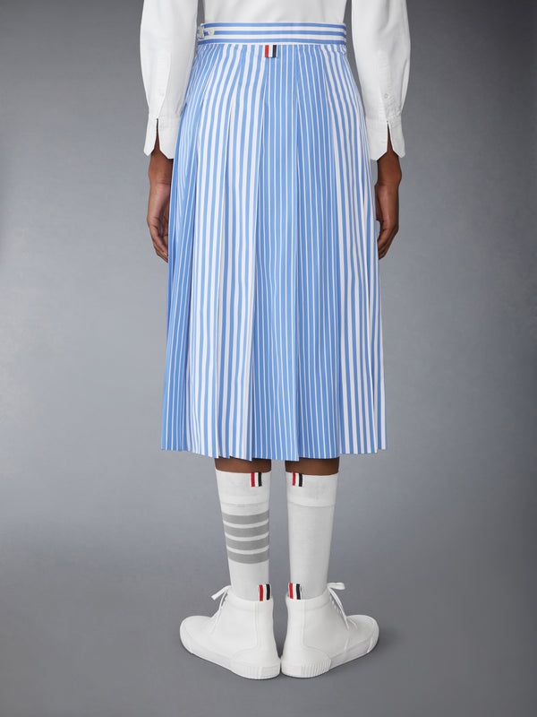AWNING STRIPED POPLIN FUNMIX PLEATED SKIRT