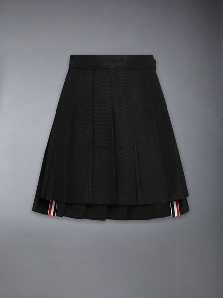 3-PLY WOOL MOHAIR PLEATED MINI SKIRT BLACK