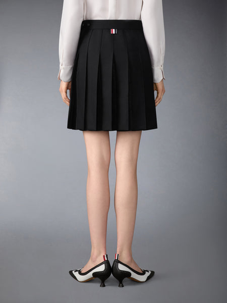 3-PLY WOOL MOHAIR PLEATED MINI SKIRT BLACK