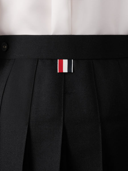 3-PLY WOOL MOHAIR PLEATED MINI SKIRT BLACK