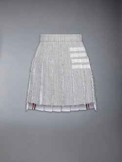 SOLID TWEED 4-BAR PLEATED MINI SKIRT