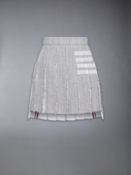 SOLID TWEED 4-BAR PLEATED MINI SKIRT
