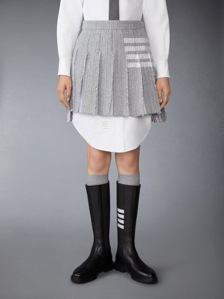 SOLID TWEED 4-BAR PLEATED MINI SKIRT