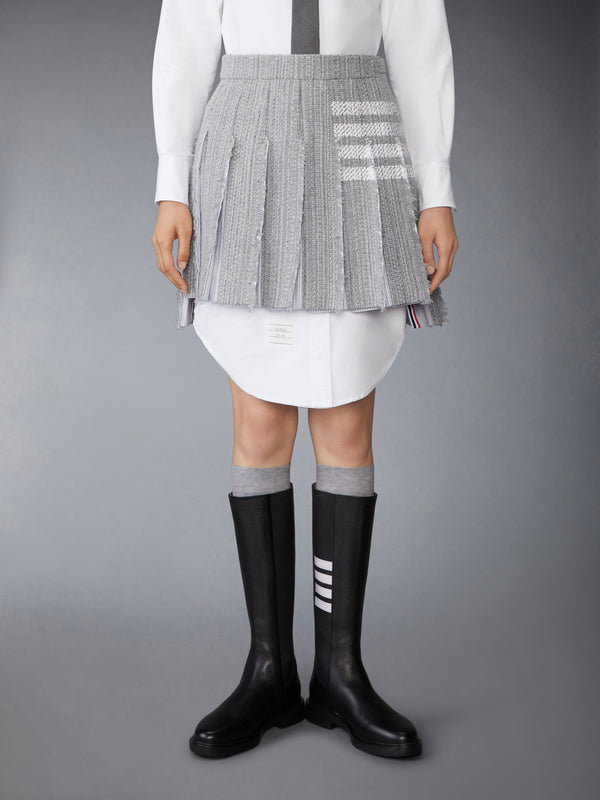 SOLID TWEED 4-BAR PLEATED MINI SKIRT - image 1