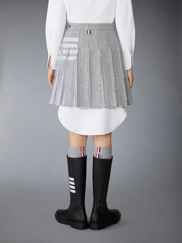 SOLID TWEED 4-BAR PLEATED MINI SKIRT - image 3