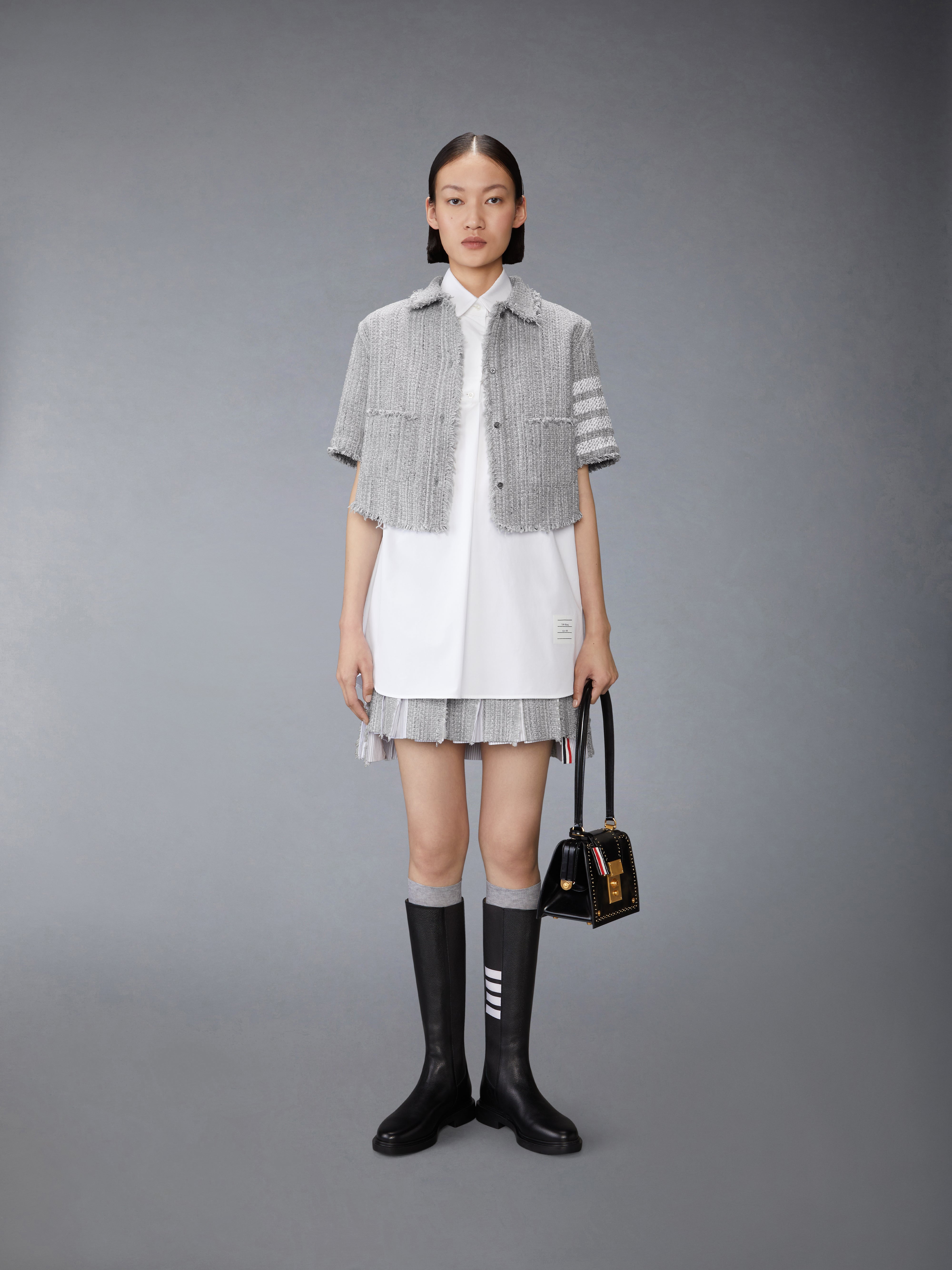 ソリッドツイード 4BAR プリーツ ミニスカート | Thom Browne