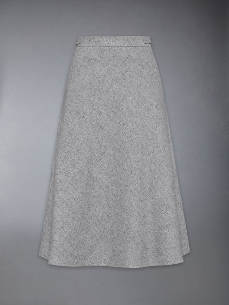 LIGHT WEIGHT IRISH DONEGAL TWEED MIDI A-LINE SIDE TAB SKIRT MED GREY