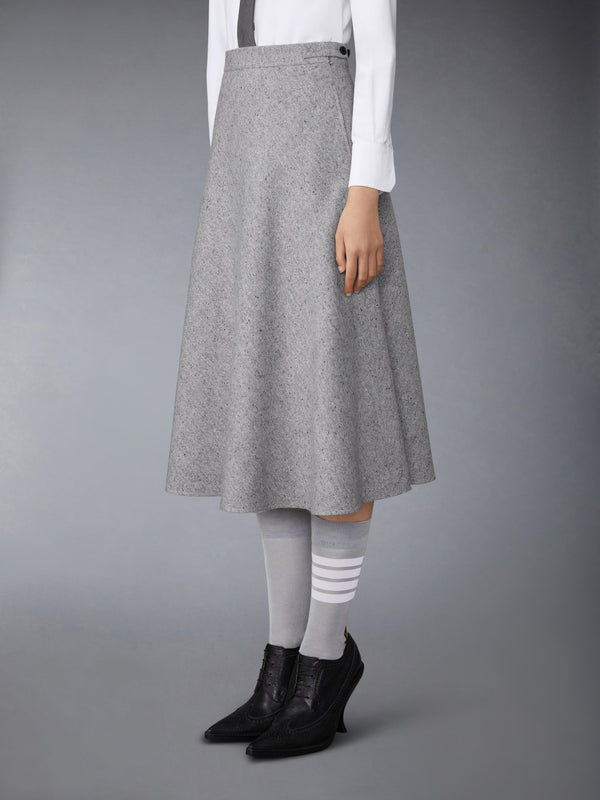 LIGHT WEIGHT IRISH DONEGAL TWEED MIDI A-LINE SIDE TAB SKIRT