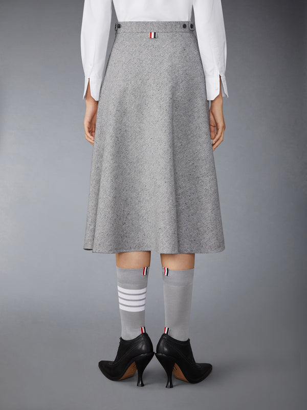 LIGHT WEIGHT IRISH DONEGAL TWEED MIDI A-LINE SIDE TAB SKIRT
