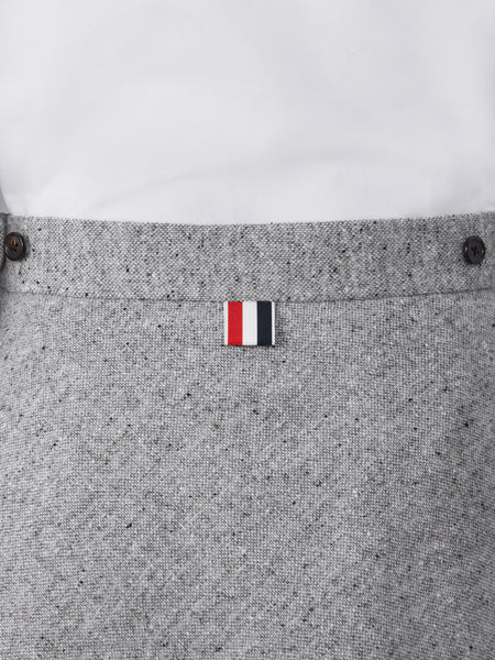 LIGHT WEIGHT IRISH DONEGAL TWEED MIDI A-LINE SIDE TAB SKIRT MED GREY