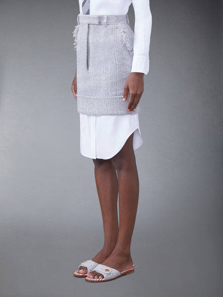 TWEED FRAY HIGH WAIST MINI SKIRT MED GREY