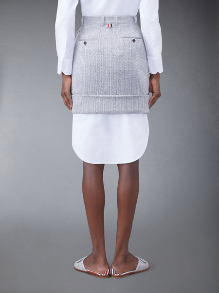 TWEED FRAY HIGH WAIST MINI SKIRT MED GREY