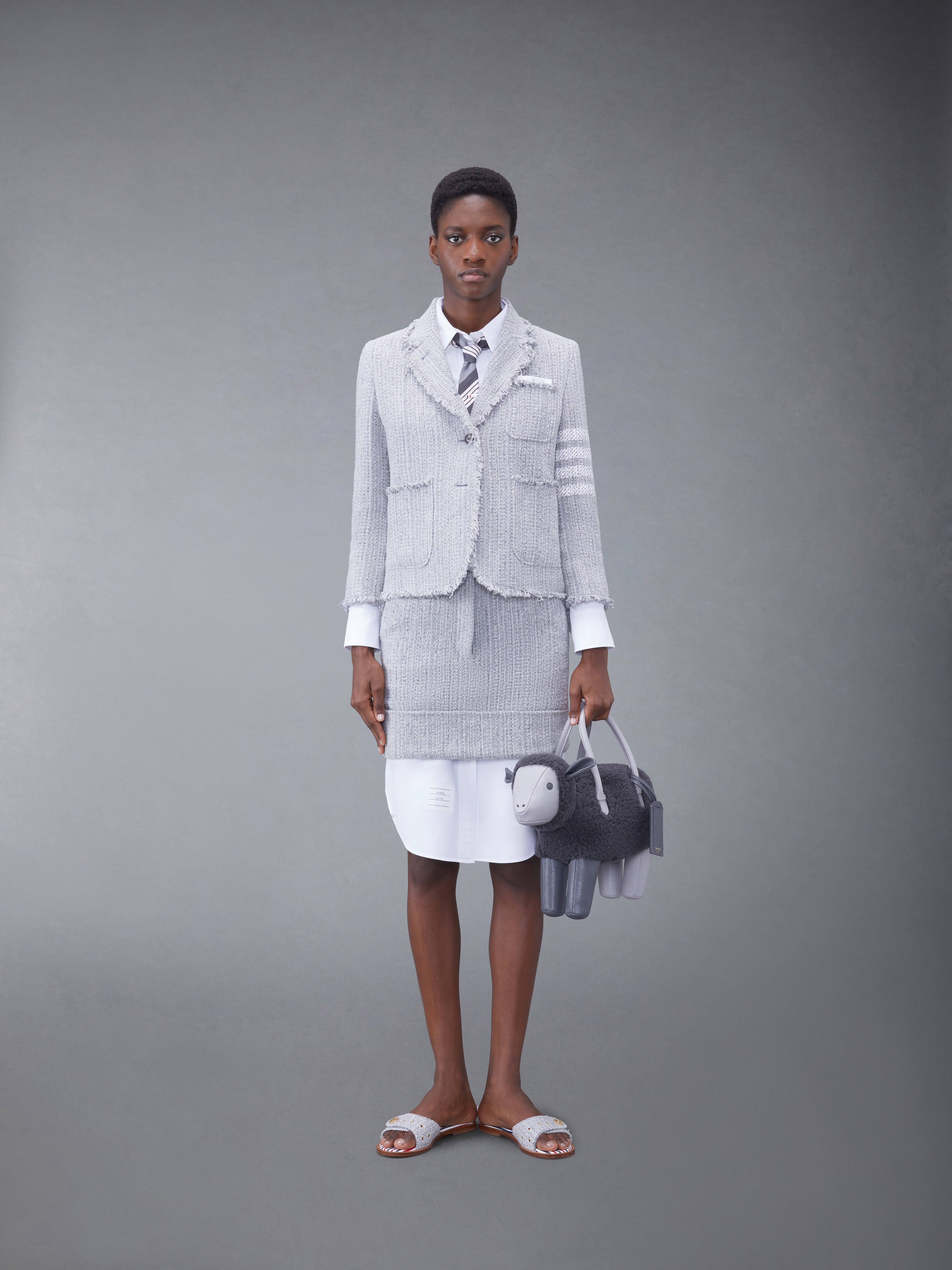 ツイードフレイハイウエストミニスカート | Thom Browne