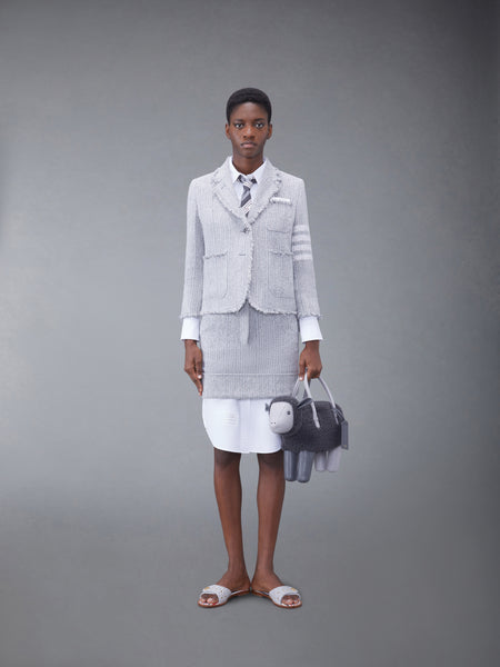 TWEED FRAY HIGH WAIST MINI SKIRT MED GREY