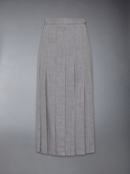 2-Ply Fresco Pleated Straight Skirt MED GREY