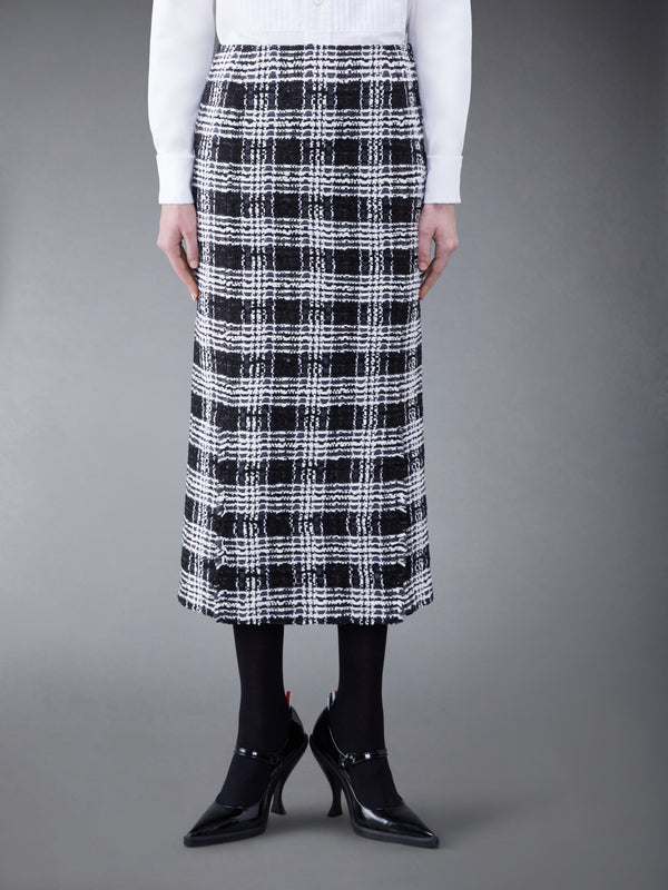 Prince of Wales Chenille Tweed Frayed 4-vent Skirt - featured image