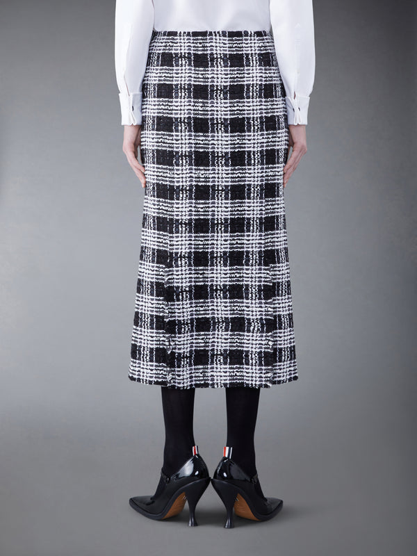 Prince of Wales Chenille Tweed Frayed 4-vent Skirt - image 3