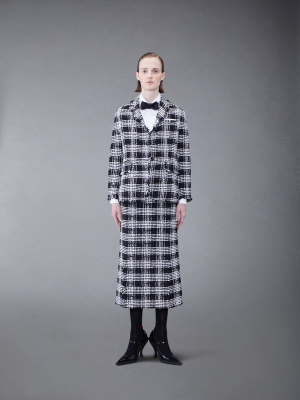 Prince of Wales Chenille Tweed Frayed 4-vent Skirt - image 4