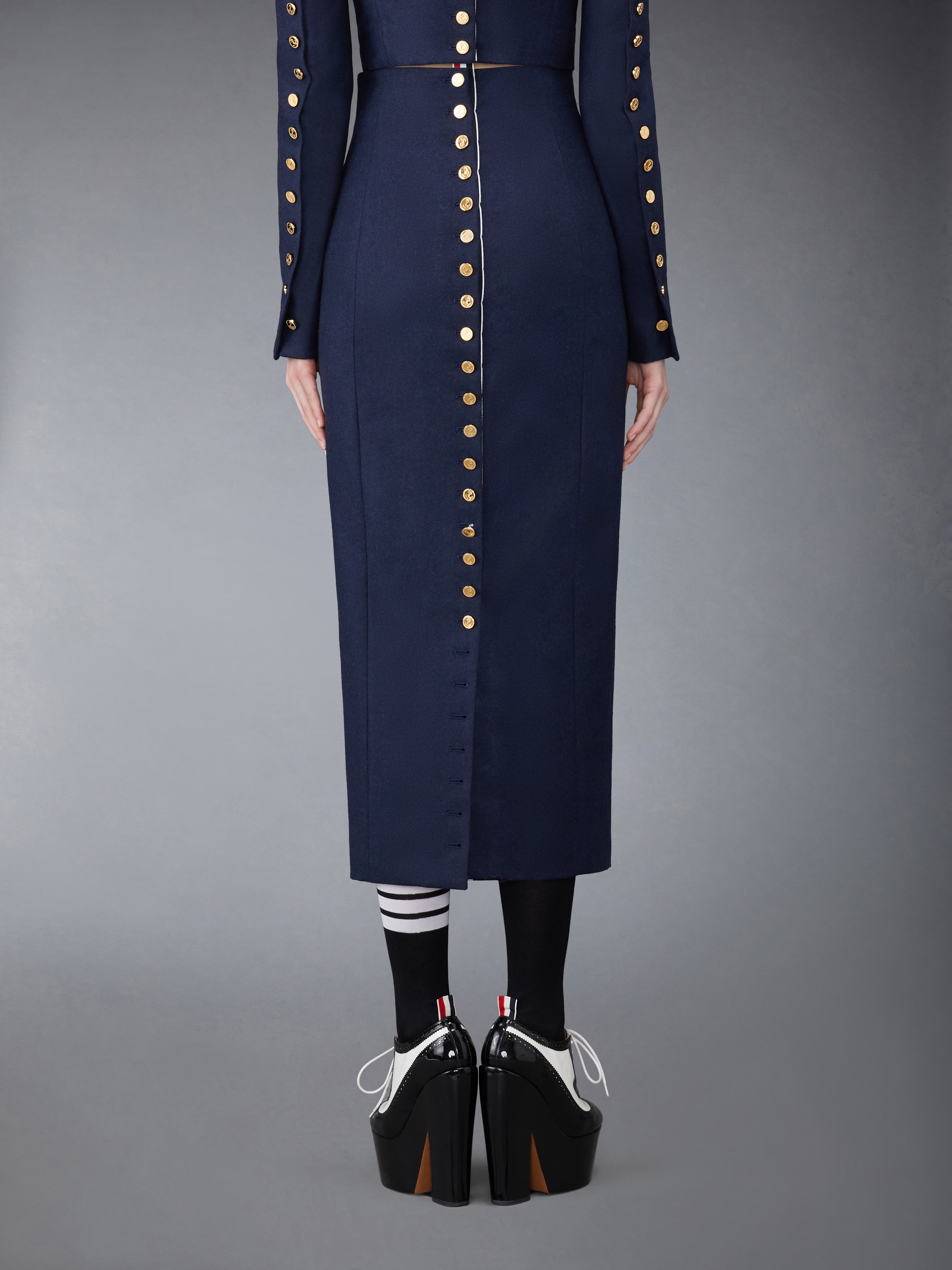 Flannel Button Back Pencil Skirt | Thom Browne